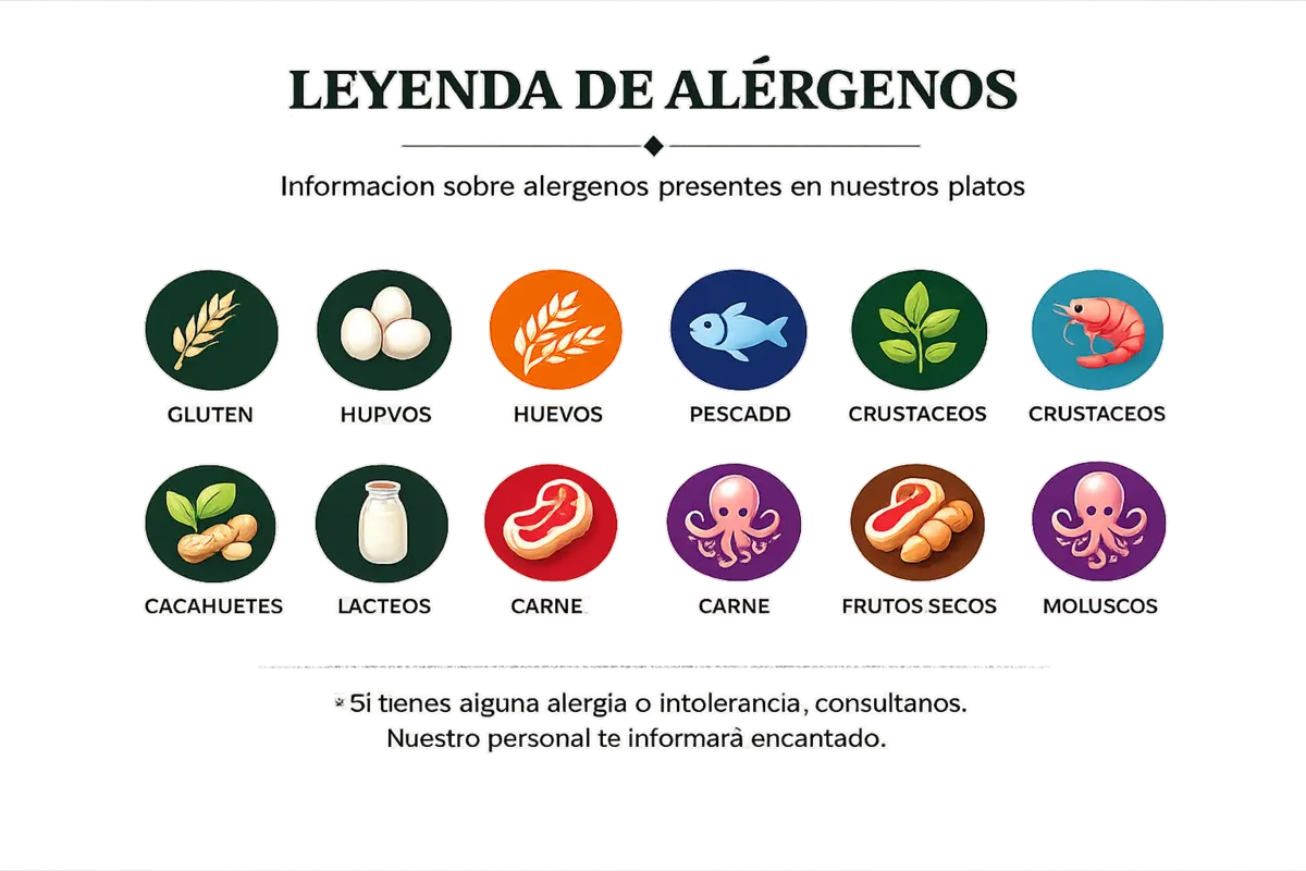 Leyenda de alérgenos de la carta